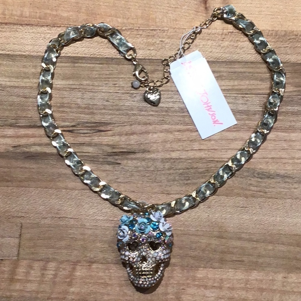Betsey Johnson Sugar Skull Blue Floral Headdress Pendant Nwt 52$